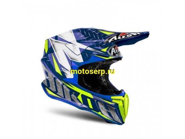 Купить  ====Шлем Кросс AIROH IRON BLUE GLOSS M JP 1250гр. (шт) купить с доставкой по Москве и России, цена, технические характеристики, комплектация фото  - motoserp.ru