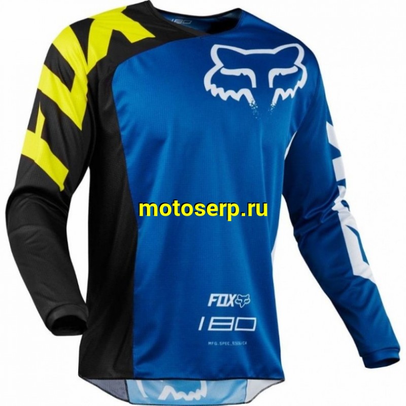 Купить  Джерси (футболка для мотокросса) Fox 180 RACE синий L (шт) (МотоЯ купить с доставкой по Москве и России, цена, технические характеристики, комплектация фото  - motoserp.ru