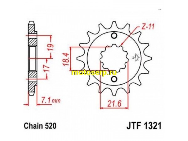 Купить  Звезда ведущая JTF1321.13 JP (шт) купить с доставкой по Москве и России, цена, технические характеристики, комплектация фото  - motoserp.ru