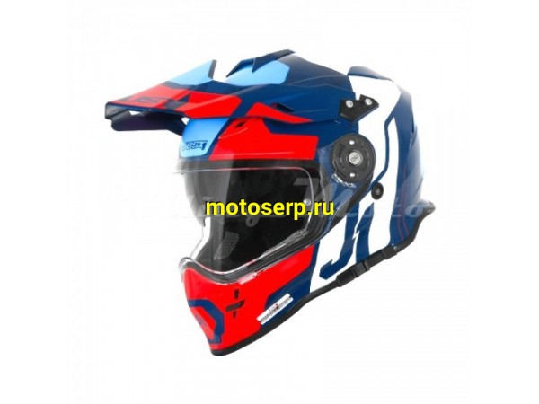 Купить  ====Шлем Кросс JUST1 J34 (мотард) Tour  красный/синий/глянцевый р-р XL  (2020г) (шт)  (SM 763-7166 купить с доставкой по Москве и России, цена, технические характеристики, комплектация фото  - motoserp.ru