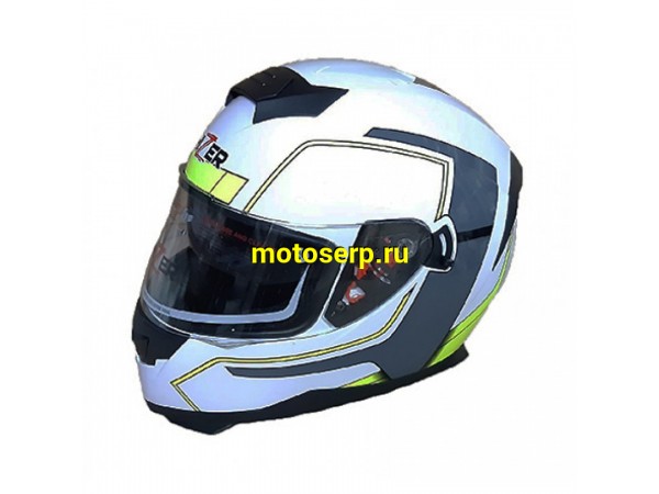 Купить  Шлем закрытый HIZER J5318 (L) #2 white/yellow (шт) (ML 13508 купить с доставкой по Москве и России, цена, технические характеристики, комплектация фото  - motoserp.ru