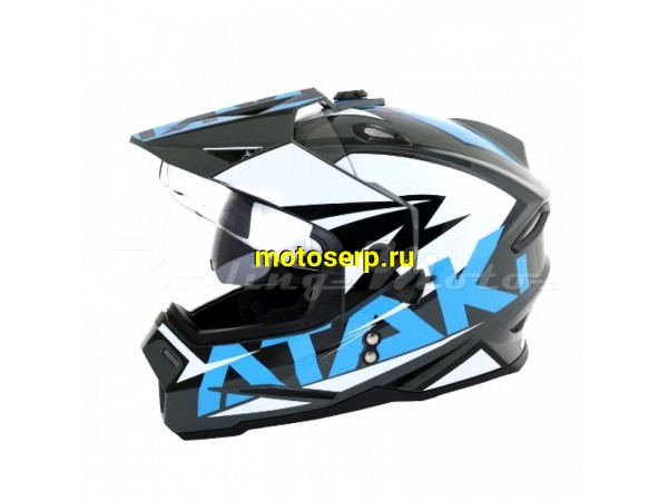 Купить  ====Шлем Кросс Ataki JK802 (мотард) Rampage Hi-Vis серый/синий глянцевый р-р XL  1150гр (шт)  (SM 763-2051 купить с доставкой по Москве и России, цена, технические характеристики, комплектация фото  - motoserp.ru