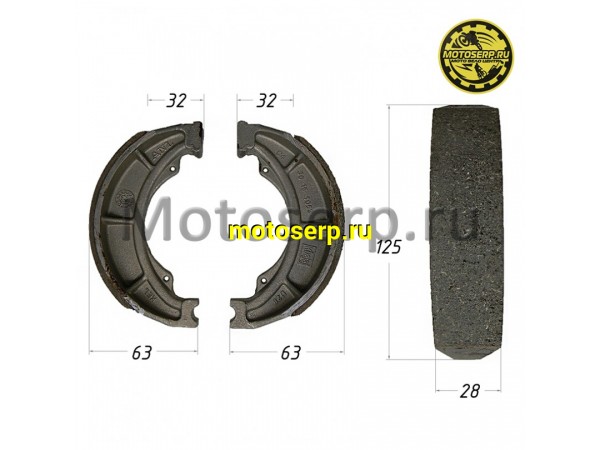 Купить  Колодки тормозные барабан d=125mm h=28 mm BAJAJ NS150 (задние), BAJAJ BOXER (задние/передние) (шт) (Bajaj 30151105 купить с доставкой по Москве и России, цена, технические характеристики, комплектация фото  - motoserp.ru