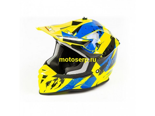 Купить  Шлем Кросс GTX 633 (L) #1 FLUO YELLOW/BLUE BLACK (шт) (0 купить с доставкой по Москве и России, цена, технические характеристики, комплектация фото  - motoserp.ru