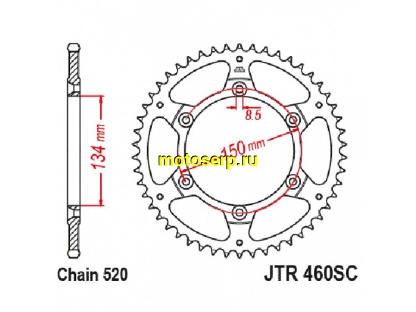 Купить  Звезда ведомая JTR460.50SC JP (шт)  купить с доставкой по Москве и России, цена, технические характеристики, комплектация фото  - motoserp.ru