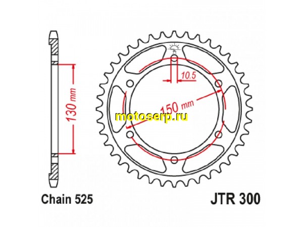 Купить  Звезда ведомая JTR300.48 JP (шт) купить с доставкой по Москве и России, цена, технические характеристики, комплектация фото  - motoserp.ru