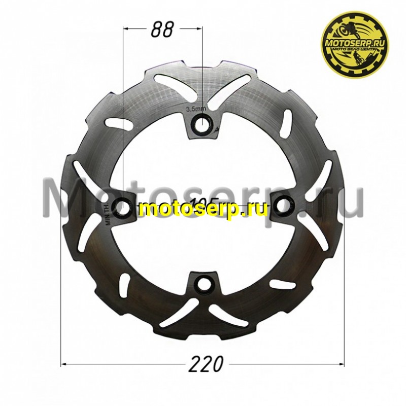 Купить  Диск тормозной задний Motrac R15 (220x105) (отв:4x88) (шт)  (0 купить с доставкой по Москве и России, цена, технические характеристики, комплектация фото  - motoserp.ru