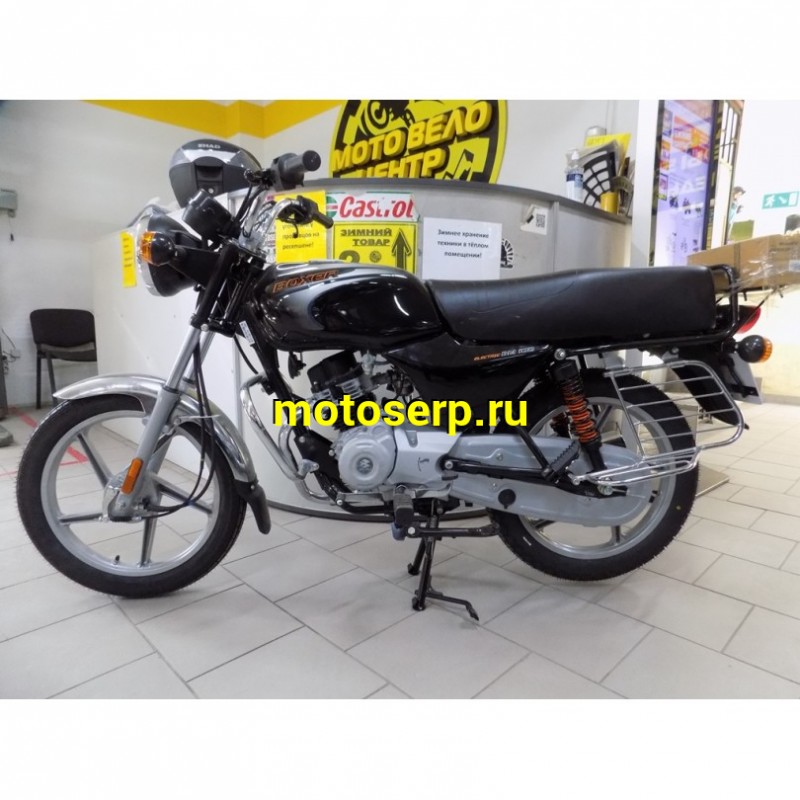 Купить  ====Мотоцикл Bajaj Boxer 100ES 100сс, 4Т, 4 ступ мех. КПП, бараб. тормоз (шт) купить с доставкой по Москве и России, цена, технические характеристики, комплектация фото  - motoserp.ru
