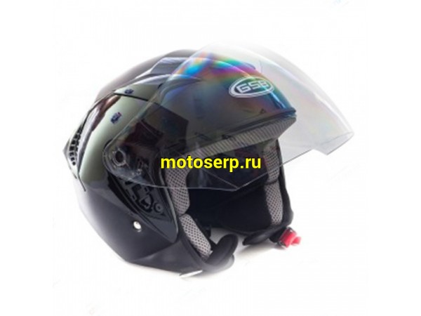 Купить  Шлем открытый  со стеклом GSB G-249 BLACK GLOSSY р-р S (шт) (0 купить с доставкой по Москве и России, цена, технические характеристики, комплектация фото  - motoserp.ru