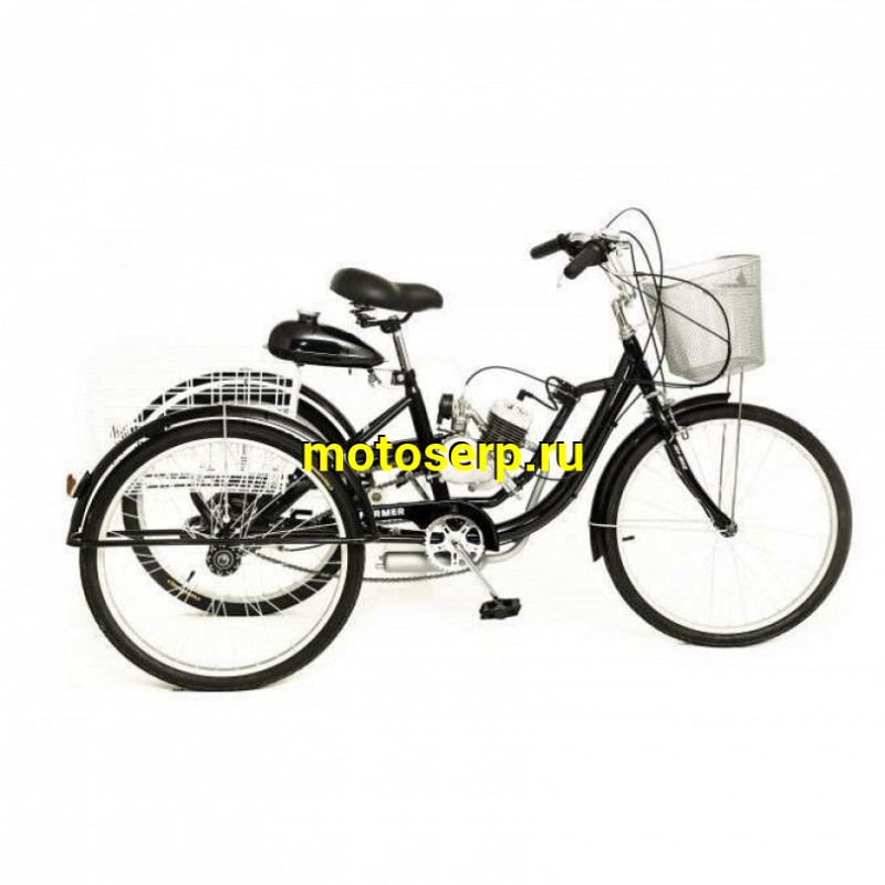 Купить  Мотокомплект с мотором F80 HEMEN ФЕРМЕР (Хемен 80) трехколесн. (трицикл) ,2-такт.,мех.сцепл. 24" колеса ,4.5 л.с. без передней корзины (шт) (Мир 61520 купить с доставкой по Москве и России, цена, технические характеристики, комплектация фото  - motoserp.ru