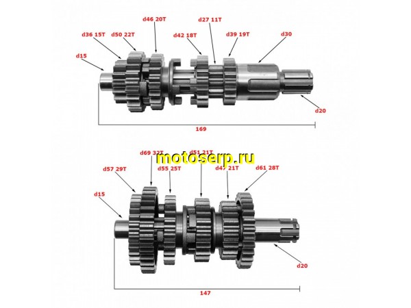 Купить  Коробка передач (вал ведом + вал ведущ) в сб. 162FMJ, 169FMM  (шт) (Regul 100203350 купить с доставкой по Москве и России, цена, технические характеристики, комплектация фото  - motoserp.ru