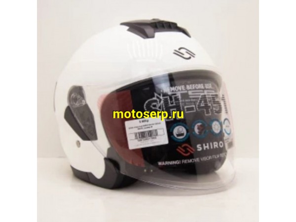 Купить  Шлем открытый байк со стеклом SHIRO SH-451, SOLID белый (M) (шт) (MM 01508 купить с доставкой по Москве и России, цена, технические характеристики, комплектация фото  - motoserp.ru