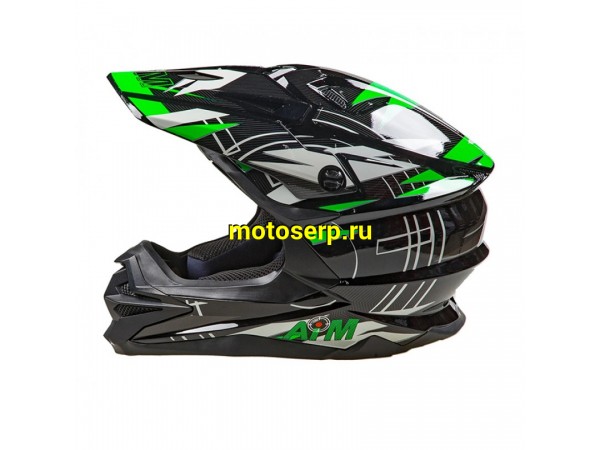 Купить  Шлем Кросс AiM JK803S зеленый/черный M (шт) (AIM 803-017-M купить с доставкой по Москве и России, цена, технические характеристики, комплектация фото  - motoserp.ru