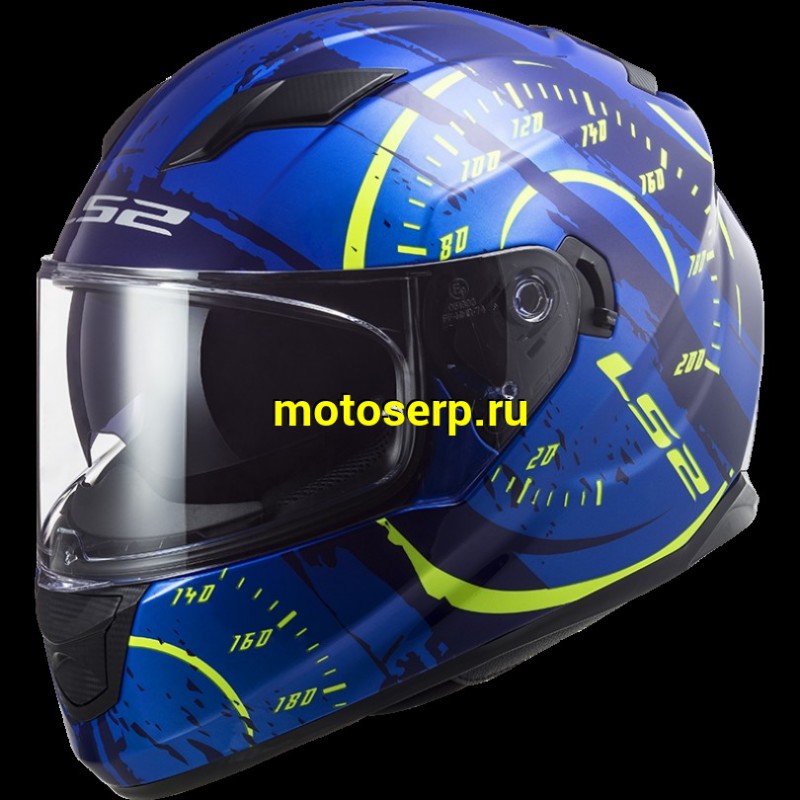 Купить  Шлем закрытый LS2 FF320 STREAM EVO Tach gloss blue hi-vis yellow (M) интеграл (шт) (LS2 купить с доставкой по Москве и России, цена, технические характеристики, комплектация фото  - motoserp.ru
