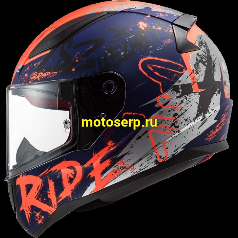 Купить  Шлем закрытый LS2 FF353 RAPID NAUGHTY Matt Blue Fluo Orange (L) интеграл (шт) (LS2 купить с доставкой по Москве и России, цена, технические характеристики, комплектация фото  - motoserp.ru