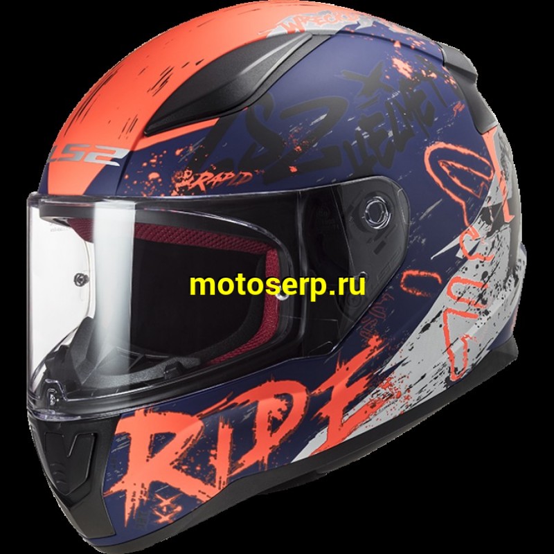 Купить  Шлем закрытый LS2 FF353 RAPID NAUGHTY Matt Blue Fluo Orange (XL) интеграл (шт) (LS2 купить с доставкой по Москве и России, цена, технические характеристики, комплектация фото  - motoserp.ru