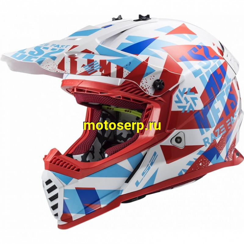 Купить  Шлем Кросс LS2 MX437 FAST EVO MINI FUNKY White Red (S) (шт) (LS2 купить с доставкой по Москве и России, цена, технические характеристики, комплектация фото  - motoserp.ru