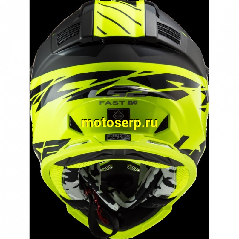 Купить  Шлем Кросс LS2 MX437 FAST EVO ROAR Black Hi-Vis Yellow (XL) (шт) (LS2 купить с доставкой по Москве и России, цена, технические характеристики, комплектация фото  - motoserp.ru