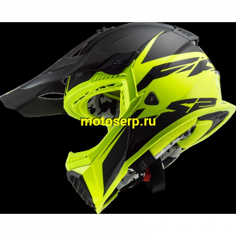 Купить  Шлем Кросс LS2 MX437 FAST EVO ROAR Black Hi-Vis Yellow (XL) (шт) (LS2 купить с доставкой по Москве и России, цена, технические характеристики, комплектация фото  - motoserp.ru