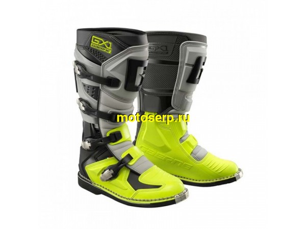 Купить  Мотоботы кросс. GAERNE GX-1 Hi-Vis (защ. голени), желтый/серый/черный р-р 43" (Ч/З) (пара) (SM 953-7266 купить с доставкой по Москве и России, цена, технические характеристики, комплектация фото  - motoserp.ru