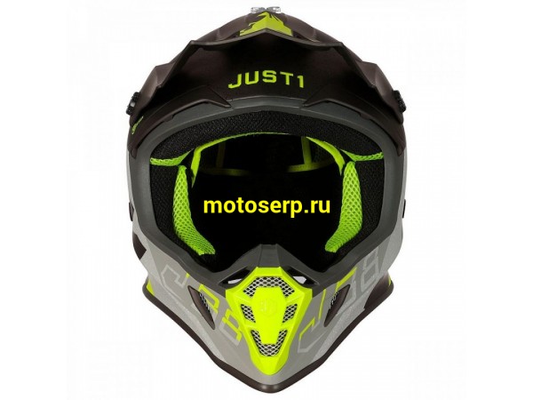 Купить  Шлем Кросс JUST1 J38 KORNER Hi-Vis желтый/титановый матовый  р-р L  (шт) (SM 880-5605 купить с доставкой по Москве и России, цена, технические характеристики, комплектация фото  - motoserp.ru