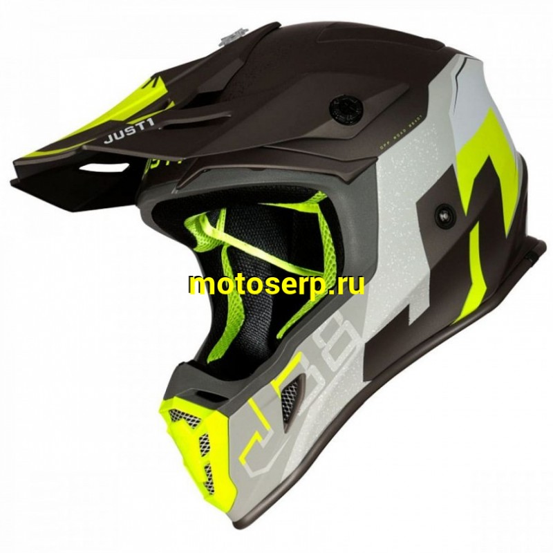 Купить  Шлем Кросс JUST1 J38 KORNER Hi-Vis желтый/титановый матовый  р-р L  (шт) (SM 880-5605 купить с доставкой по Москве и России, цена, технические характеристики, комплектация фото  - motoserp.ru