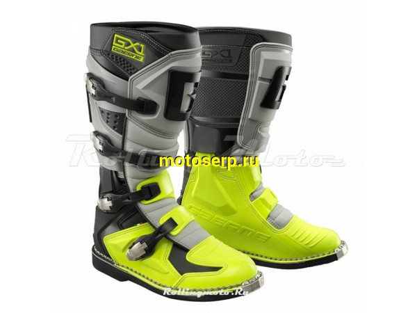 Купить  Мотоботы кросс. GAERNE GX-1 Hi-Vis (защ. голени), желтый/серый/черный р-р 46" (Ч/З) (пара) (SM 953-8428 купить с доставкой по Москве и России, цена, технические характеристики, комплектация фото  - motoserp.ru