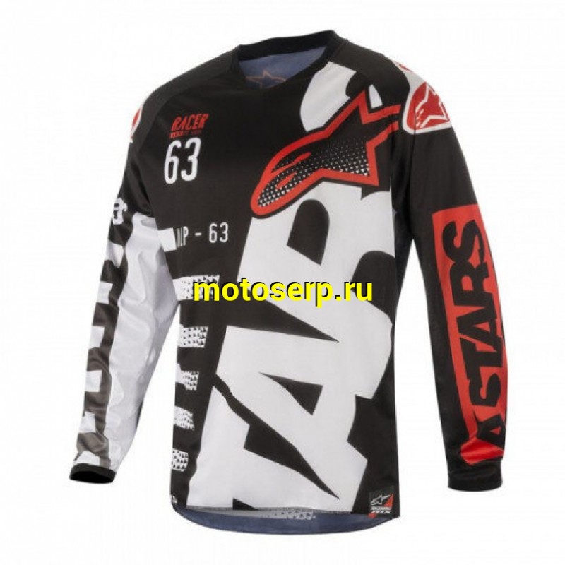 Купить  Джерси (футболка для мотокросса) V-RUS AlpineStars Racer (цвет: черный) (XL) (шт) (МотоЯ купить с доставкой по Москве и России, цена, технические характеристики, комплектация фото  - motoserp.ru