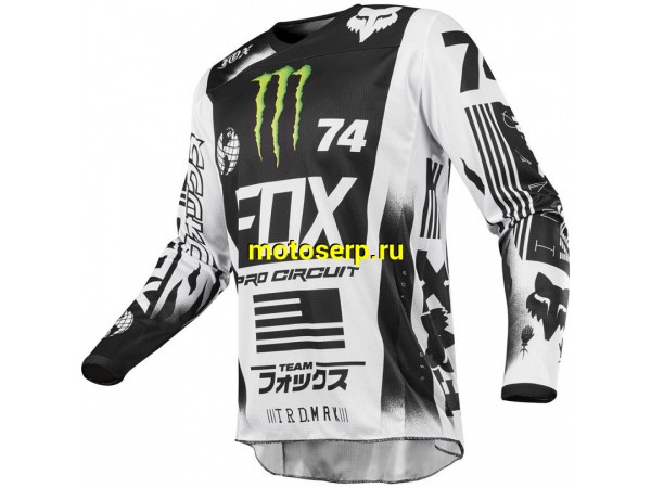 Купить  Джерси (футболка для мотокросса) V-RUS Fox 180 Monster Pro Circuit (черный/белый (детский) рост 140 (шт) (МотоЯ купить с доставкой по Москве и России, цена, технические характеристики, комплектация фото  - motoserp.ru