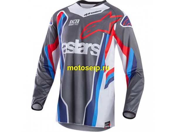 Купить  Джерси (футболка для мотокросса) V-RUS AlpineStars Racer (цвет: серый/белый (XL)) (шт) (МотоЯ купить с доставкой по Москве и России, цена, технические характеристики, комплектация фото  - motoserp.ru