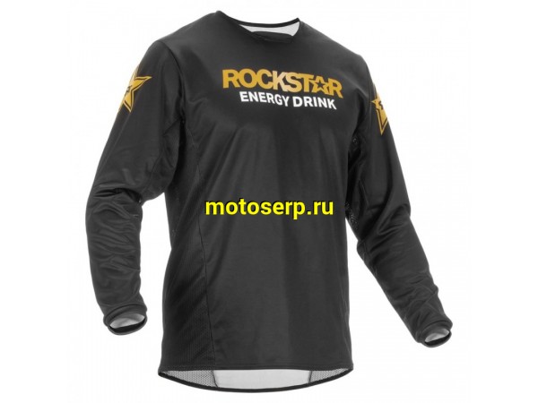 Купить  Джерси (футболка для мотокросса) FLY RACING KINETIC ROCKSTAR черная/золотая (M) 2023 (шт)  (SM 375-033M купить с доставкой по Москве и России, цена, технические характеристики, комплектация фото  - motoserp.ru