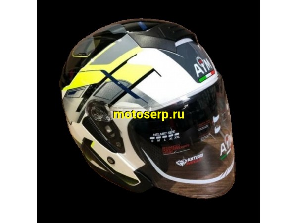 Купить  Шлем открытый  со стеклом AiM JK526 желтый/серый/белый (XXL) (шт) (AIM 526-015-XXL купить с доставкой по Москве и России, цена, технические характеристики, комплектация фото  - motoserp.ru
