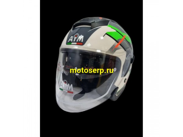 Купить  Шлем открытый  со стеклом AiM JK526 салатовый/белый/черный (S) (шт) (AIM 526-022-S купить с доставкой по Москве и России, цена, технические характеристики, комплектация фото  - motoserp.ru