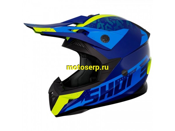 Купить  Шлем Кросс Shot PULSE AIRFIT синий/желтый (глянцевый) (XS) (SM 941-4207 купить с доставкой по Москве и России, цена, технические характеристики, комплектация фото  - motoserp.ru