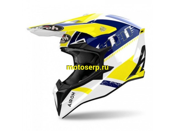 Купить  Шлем Кросс AIROH WRAAAP FEEL Yellow/Blue (S) (шт) (AIM WRF18-S купить с доставкой по Москве и России, цена, технические характеристики, комплектация фото  - motoserp.ru