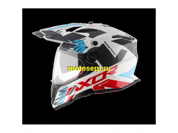 Купить  Шлем Кросс AXOR X - CROSS X1 DUAL VISOR (мотард), цвет белый, красный, синий, чёрный (M) (шт) (Bajaj AXR-X-CROSS DV-WR-E купить с доставкой по Москве и России, цена, технические характеристики, комплектация фото  - motoserp.ru