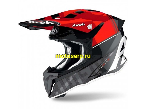 Купить  Шлем Кросс AIROH TWIST 2.0 TECH (RED GLOSS) (XL) (шт) (AIROH TW2T55 купить с доставкой по Москве и России, цена, технические характеристики, комплектация фото  - motoserp.ru