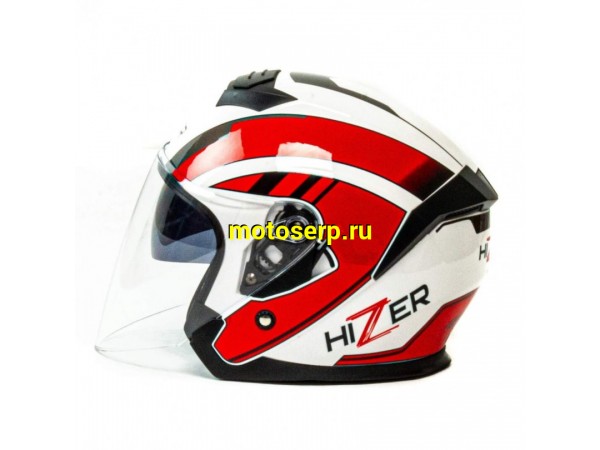 Купить  Шлем открытый  со стеклом HIZER J222 (S) #1 White/Red (2 визора) (шт) (ML 13518 купить с доставкой по Москве и России, цена, технические характеристики, комплектация фото  - motoserp.ru