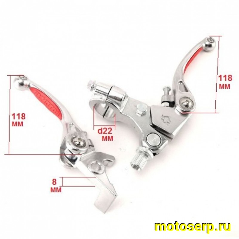 Купить  Рычаг сцепления/тормоза складные в сборе питбайк (тормоз+сцепление) красные накладка (пар)  (0 купить с доставкой по Москве и России, цена, технические характеристики, комплектация фото  - motoserp.ru