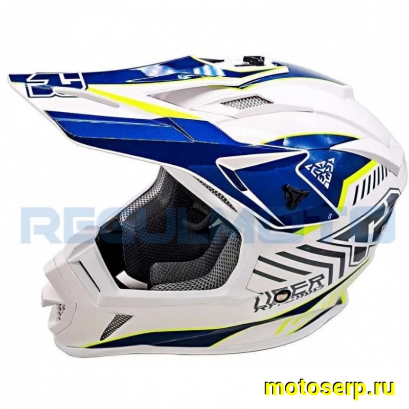 Купить  Шлем Кросс KIOSHI TR H637 белый/синий/зеленый (Глянцевый) р-р XL (шт) (Regul 111222-19 купить с доставкой по Москве и России, цена, технические характеристики, комплектация фото  - motoserp.ru
