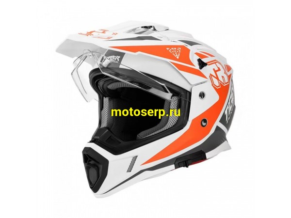 Купить  Шлем Кросс KIOSHI TR (мотард) белый/оранжевый/серый  р-р XL  1390гр (шт)  (Regul 100100-14 купить с доставкой по Москве и России, цена, технические характеристики, комплектация фото  - motoserp.ru