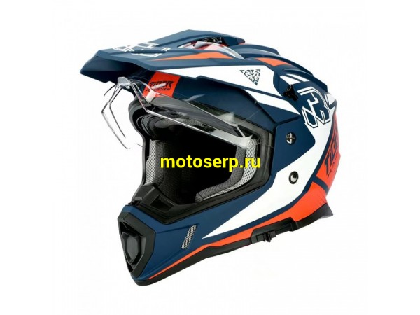 Купить  Шлем Кросс KIOSHI TR (мотард) белый/оранжевый/синий  р-р M  1390гр (шт)  (Regul 100100-17 купить с доставкой по Москве и России, цена, технические характеристики, комплектация фото  - motoserp.ru