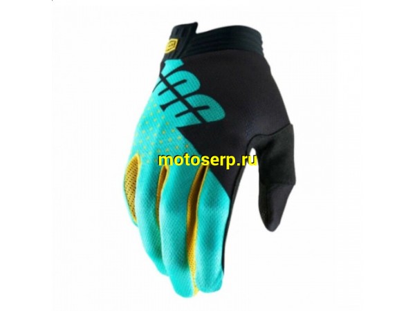Купить  Перчатки 100% Ridefit Glove Fluo черный/бирюзовый (XXL) (реплика) (пар) (Кокурин купить с доставкой по Москве и России, цена, технические характеристики, комплектация фото  - motoserp.ru