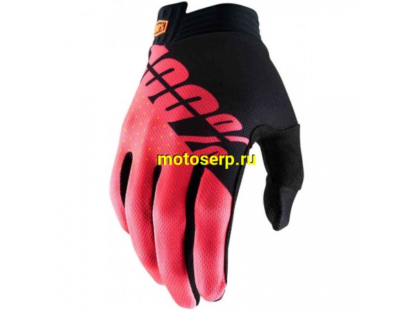 Купить  Перчатки 100% Ridefit Glove Fluo черный/красный (L) (реплика) (пар) (Кокурин купить с доставкой по Москве и России, цена, технические характеристики, комплектация фото  - motoserp.ru