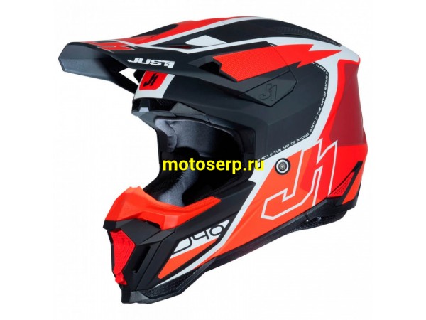 Купить  Шлем Кросс JUST1 J40 FLASH красный/белый матовый (XXL) (SM 880-5634 купить с доставкой по Москве и России, цена, технические характеристики, комплектация фото  - motoserp.ru