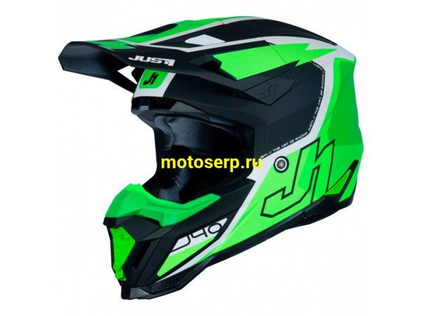 Купить  Шлем Кросс JUST1 J40 FLASH зеленый/белый матовый (XXL) (SM 880-5365 купить с доставкой по Москве и России, цена, технические характеристики, комплектация фото  - motoserp.ru