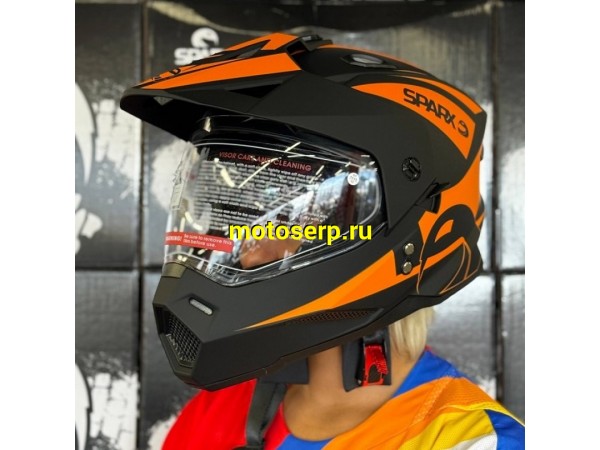 Купить  Шлем Кросс SPARX dual sport (мотард) Matador (JK802) оранжевый матовый р-р XS (шт) (CK купить с доставкой по Москве и России, цена, технические характеристики, комплектация фото  - motoserp.ru
