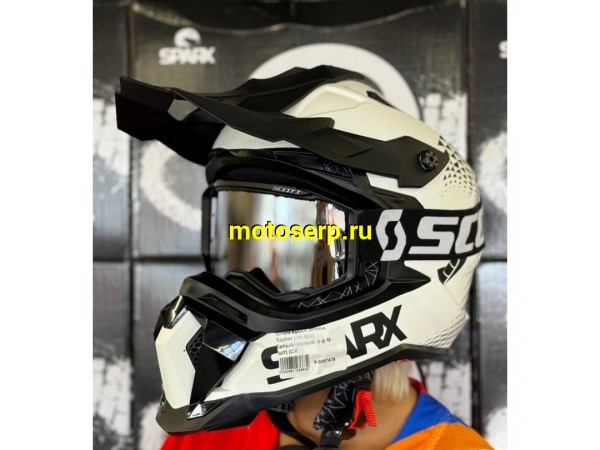 Купить  Шлем Кросс SPARX Raptor (JH-601) белый/черный  р-р M (шт) (CK купить с доставкой по Москве и России, цена, технические характеристики, комплектация фото  - motoserp.ru