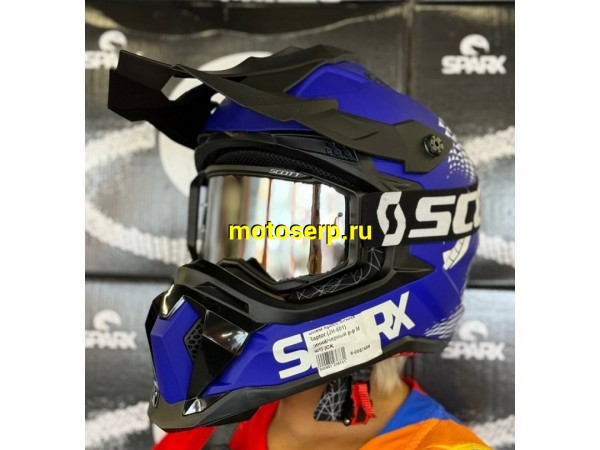 Купить  Шлем Кросс SPARX Raptor (JH-601) синий/черный р-р 2XL (шт) (CK купить с доставкой по Москве и России, цена, технические характеристики, комплектация фото  - motoserp.ru