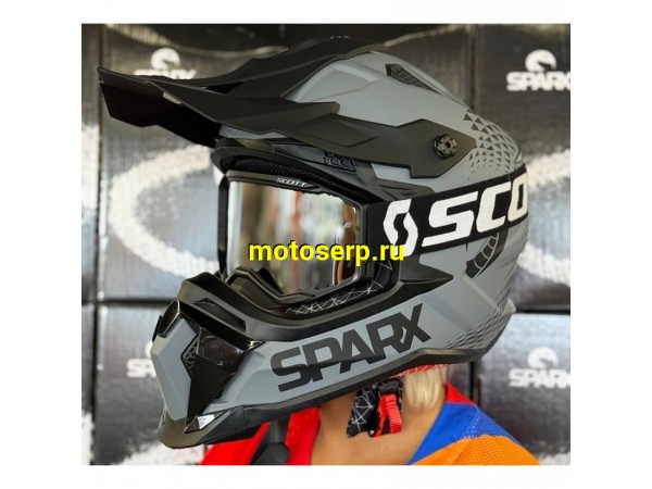Купить  Шлем Кросс SPARX Raptor (JH-601) серый/черный р-р M (шт) (CK купить с доставкой по Москве и России, цена, технические характеристики, комплектация фото  - motoserp.ru